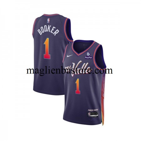 Maglia NBA Phoenix Suns Devin Booker 1 Nike 2023-2024 City Edition Viola Swingman - Uomo